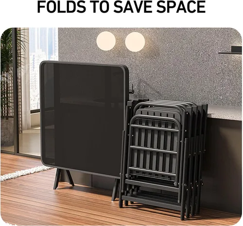 Miniatura 4 de Patio Folding Chair Set of 2, Foldable Patio Chairs with Armrests, Home Balcony Comfortable Camping Chairs for Outside, Lawn, Courtyard, Black
