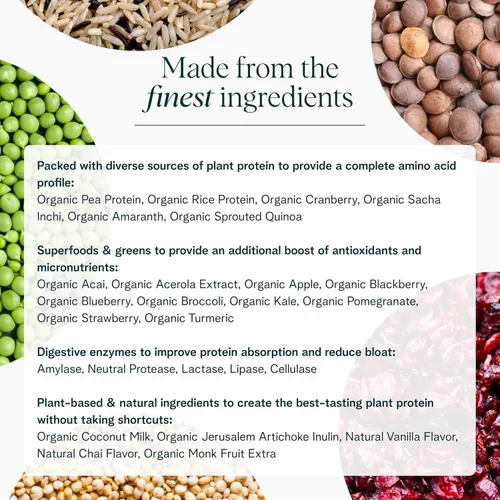 Miniatura 3 de Ora Organic Polvo de proteína vegana - 23g de polvo de proteína a base de plantas para mujeres y hombres Fuente de proteína limpia, apto