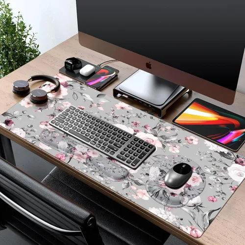 Miniatura 7 de iCasso Juego de soporte de muñeca grande para mouse, 4 en 1 XXL + reposamuñecas para teclado + reposamuñecas para mouse + juego de posavasos con Tea