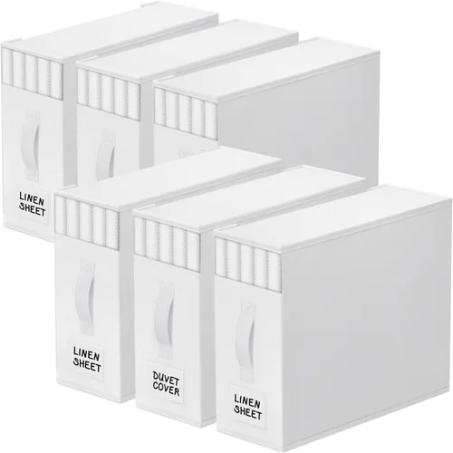 Miniatura 25 de StorageTastic Paquete de 4 Organizadores de Armario para Sábanas y Almacenamiento, Contenedores de Almacenamiento Plegables Resistentes con Ventana