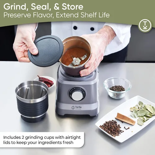 Miniatura 6 de Molinillo de especias eléctrico comercial de 750 W, molinillo de café de grano de hierbas de acero inoxidable resistente con temporizador modo