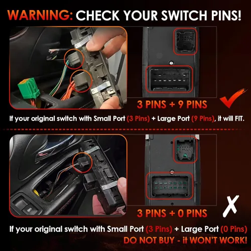 Miniatura 2 de Interruptor maestro de ventana eléctrica 3 pines + 9 pines requiere verificación Reemplazo para Dodge Ram 2012 – 2017, Grand Caravan, Chrysler