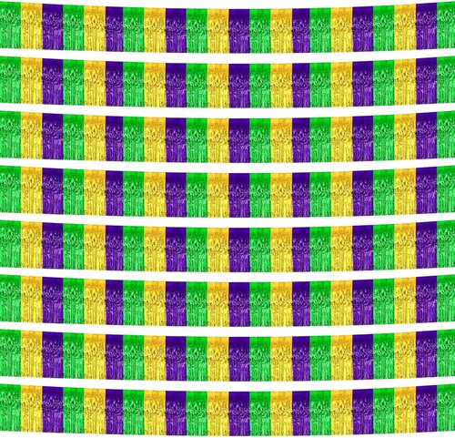 Miniatura 21 de Paquete de 10 guirnaldas de flecos negros de 10 pies, guirnalda de flecos de oropel metálico, serpentinas de flecos para desfiles, flotadores