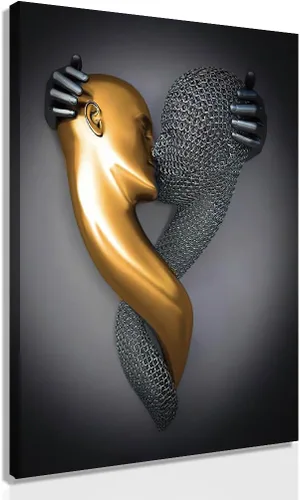 Miniatura 10 de ZEMRARE Corazón de amor 3D efecto metálico negro arte decoración de pared moderna galería pinturas para pared parejas en blanco y negro