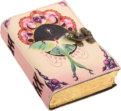 Miniatura 22 de Book of Spells - Diario encuadernado en cuero con papel de borde irregular, grimorio, diario impreso del Tercer Ojo, suministros de brujería