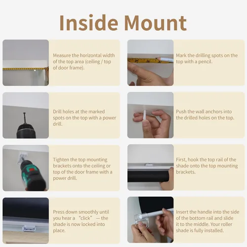 Miniatura 5 de MYshade Persianas Enrollables Opacas sin Cordón, Oscurecimiento de Habitación con Parada Libre, Persianas Enrollables para Ventanas, Persiana