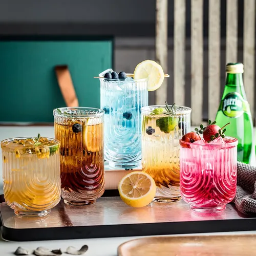 Miniatura 7 de Vasos de cóctel Art Deco, juego de vasos acanalados de 8,14 onzas y vasos de cóctel de 12 onzas, vasos de agua de cocina, vaso de bar, juego