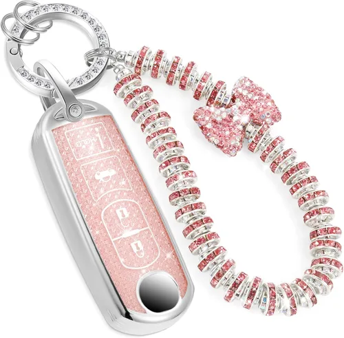 Miniatura 43 de para llavero de Cadillac con funda de TPU con superficie granulada y cuerda trenzada metálica, funda de llavero mejorada para 2020 en adelante CT4