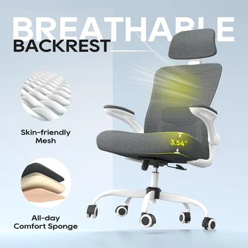 Miniatura 7 de Silla de oficina ergonómica para largas horas, soporte de cuerpo completo, alivia la presión del cuello y la espalda, capacidad de 330 libras, ideal