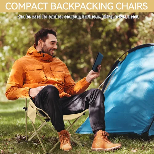 Miniatura 6 de FairySandy Paquete de 6 sillas portátiles para campamento, sillas de campamento plegables ligeras al aire libre, sillas de campamento compactas
