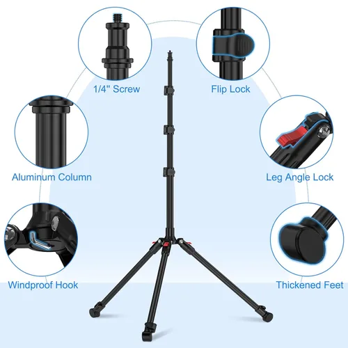 Miniatura 2 de Anautin Soporte de luz extensible para fotografía, soporte de trípode ligero de 6.6 pies para viajes, soporte de iluminación de estudio resistente