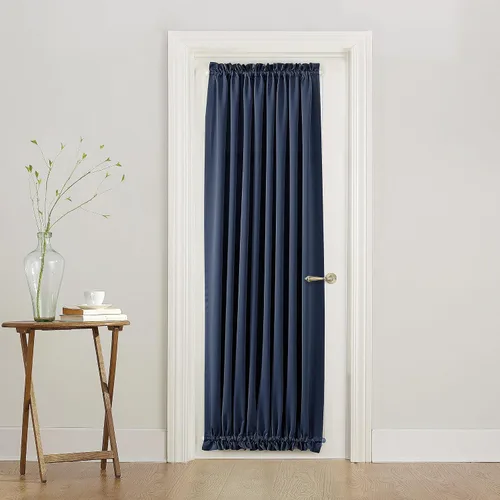 Miniatura 72 de Sun Zero Barrow - Panel de cortina para puerta con bolsillo para barra, de eficiencia energética, 54" x 72", color moca Marrón Mocha