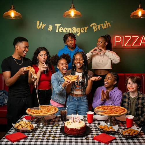 Miniatura 7 de Sterling James Co. Cartel de Ur a Teenager Bruh con purpurina dorada preencordada – Divertidas decoraciones de cumpleaños de 13 años