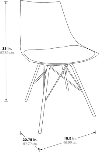 Miniatura 3 de OSP Home Furnishings Oakley Mid-Century - Silla de comedor moderna con asiento acolchado de piel sintética, color negro