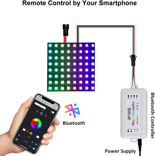 Miniatura 3 de Controlador LED SP105E, controlador Ws2812b para luces LED IC inteligentes como Ws2811 SK6812 Ws2815 Ws2813 APA102, controlador LED inalámbrico