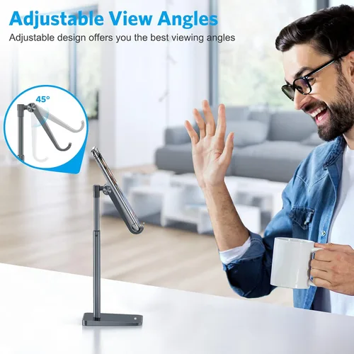 Miniatura 8 de OMOTON Soporte para teléfono celular, altura de ángulo ajustable, soporte de escritorio para iPhone Air/17 Pro Max/ 11 Pro/XS Max/XR, Samsung Galaxy