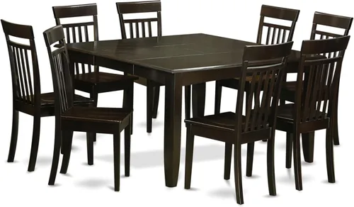 Miniatura 11 de East West Furniture PFCA7-CAP-W - Juego de mesa de comedor moderno de 7 piezas que consta de una mesa cuadrada de madera con hoja de mariposa y 6