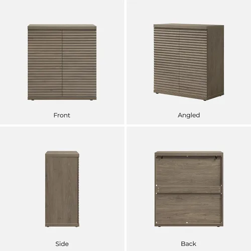 Miniatura 9 de SICOTAS Gabinete Buffet con Almacenamiento Aparador de Acento Credenza Moderna con Puertas y Estantes Consola de Medios Acanalada Mesa de Bar