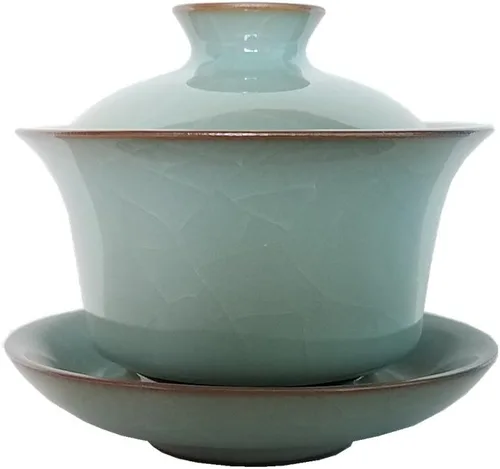 Miniatura 10 de Gaiwan Kung Fu - Juego de tazas de té y platillo de porcelana con tapa, 5 onzas (azul cielo)
