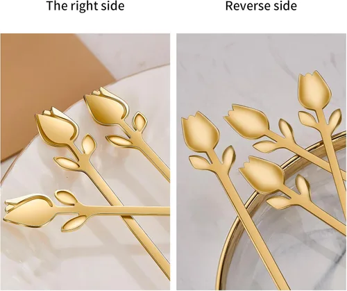 Miniatura 7 de Juego de Soporte para Cucharas de Café Pequeñas Dorado, Base de Cisne con Juego de 12 Cucharas Demitasse para Espresso, Cuchara de Postre Mini