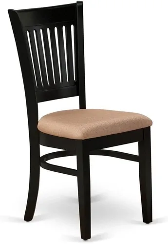 Miniatura 4 de East West Furniture VAC-BLK-C Vancouver Sillas de Comedor - Sillas de Madera Tapizadas en Tela de Lino, Juego de 2, Negro