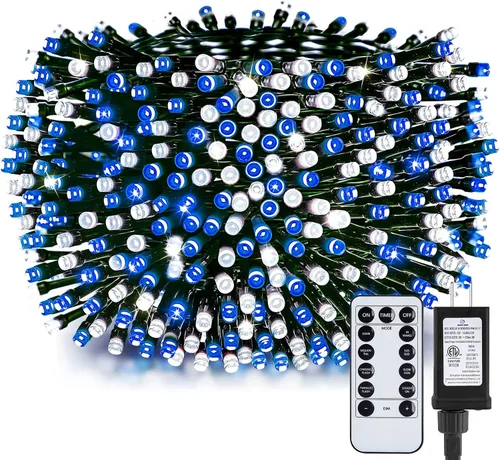 Miniatura 21 de Minetom Luces LED para árbol de Navidad de 50 pies, 1000 luces LED para exteriores, cuerda de petardos para exteriores, 12 modos, temporizador