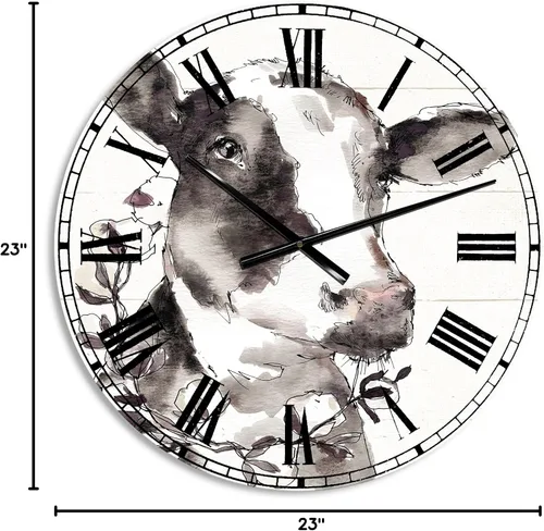 Miniatura 6 de DesignQ Reloj de pared con diseño de vaca y vida campestre para el hogar, dormitorio, baño, oficina, sala de estar