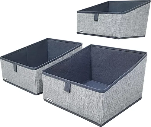 Paquete de 3 contenedores de almacenamiento para armario, caja de almacenamiento grande trapezoidal, cestas de tela plegables para organizar ropa,