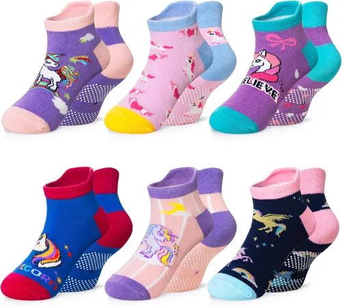 Miniatura 8 de Eyean Calcetines tobilleros de algodón para niños, diseño de animales, suaves, antideslizantes, para niños y niñas, calcetines invisibles, 6 pares