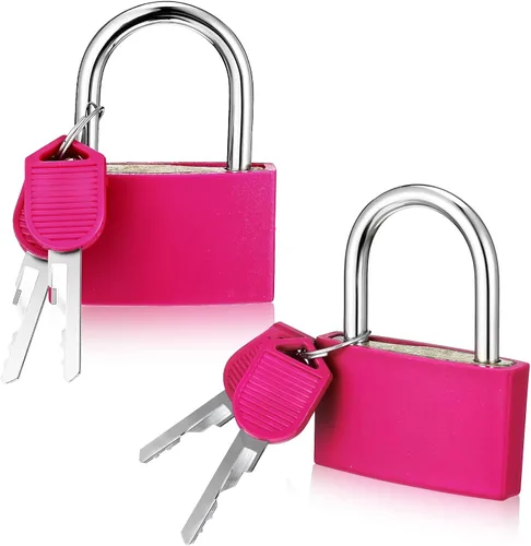 Gjinxi Candado de casillero de gimnasio con llave, cerradura de casillero rosa de aluminio con 1.65 pulgadas de ancho, candado impermeable para