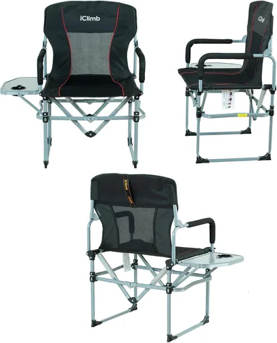 Miniatura 6 de iClimb Silla de malla plegable de camping compacta resistente con mesa auxiliar y asa