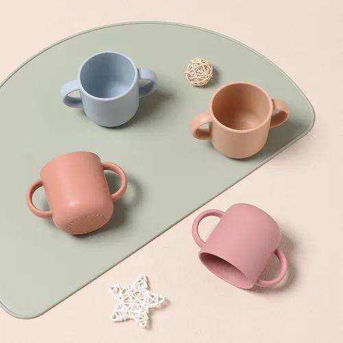Miniatura 5 de ROCCED Vasos pequeños de silicona para bebés de silicona con 2 asas, taza de entrenamiento para niños pequeños, fácil agarre para 6 meses + 5.1 fl