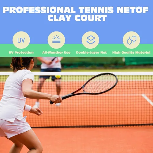 Miniatura 4 de Tennis Net Professional Tennis Court Net 42FT Replacement Nets Heavy Duty Sport Nets with 2 Fiberglass Dowels, Compatible with Outdoor Indoor