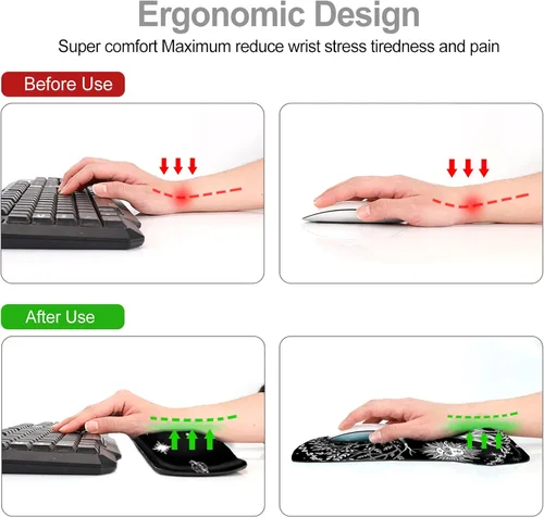 Miniatura 3 de ToLuLu - Alfombrilla ergonómica para mouse y mouse con reposamuñecas para teclado, para computadora, laptop, PC, cómoda y duradera, reposamuñecas