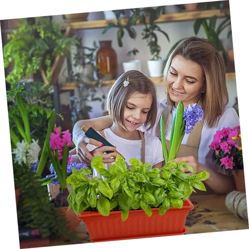 Miniatura 5 de Maceta rectangular de plástico para plantas de interior, jardinería, macetas de metal, macetas de cactus con bandeja, cuenco para suculentas