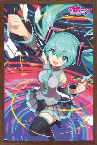 Miniatura 10 de Hatsune Miku - Póster de pared con puño, 22.4 pulgadas de largo x 14.7 pulgadas de ancho, versión enmarcada de madera de granero