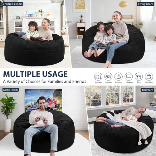 Miniatura 5 de Silla de Puf de 3 Pies, Sillas de Puf Cómodas con Relleno de Espuma Viscoelástica, Sofá de Puf Esponjoso con Funda de Terciopelo Holandés, Sillas