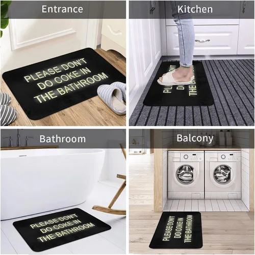 Miniatura 7 de Tapetes de baño con texto en inglés «Please Don't Do Coke in The Bath», alfombras negras de 19.5 x 31.5 pulgadas para bañera, decoración divertida