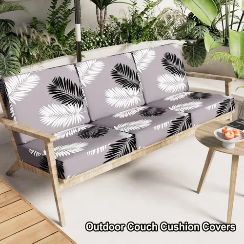 Miniatura 2 de hyha Fundas de cojín para sofá de exteriores con impresión, fundas florales lavables para muebles de patio, exteriores, funda de repuesto para Gris