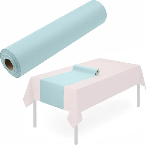 Miniatura 13 de Camino de mesa desechable para mesa de comedor, 16 x 48 pulgadas, paquete de 20 caminos de mesa de papel verde similar al lino para Navidad, fiesta