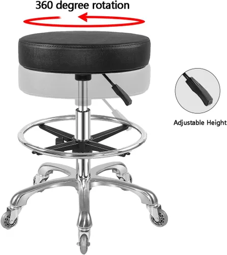 Miniatura 5 de Ainilaily Taburete Rodante con Ruedas Hidráulico de Servicio Pesado para Tienda Cocina Trabajo Pestañas Tatuaje Laboratorio Médico Guitarra, Silla
