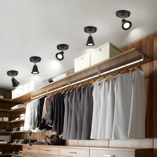 Miniatura 5 de Lámpara de techo moderna de montaje empotrado, cabezal direccional ajustable, luces negras para interiores, luz de pista única montada
