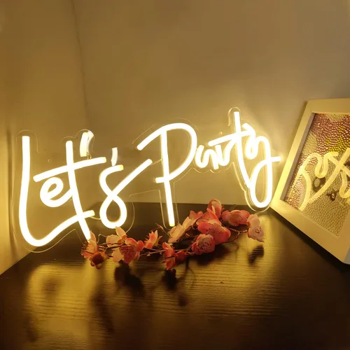 Miniatura 7 de Letreros de Neón Let's Party Regulables Letrero de Luz de Neón para Decoración de Pared 16''x 7'' Letrero de Neón LED con Palabras Luces Decorativas
