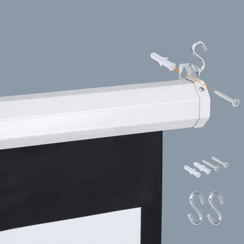 Miniatura 9 de SUPER DEAL Pantalla de proyector de 120 pulgadas, pantalla de proyección retráctil, pantalla HD desplegable manual, formato 1:1 para cine en casa