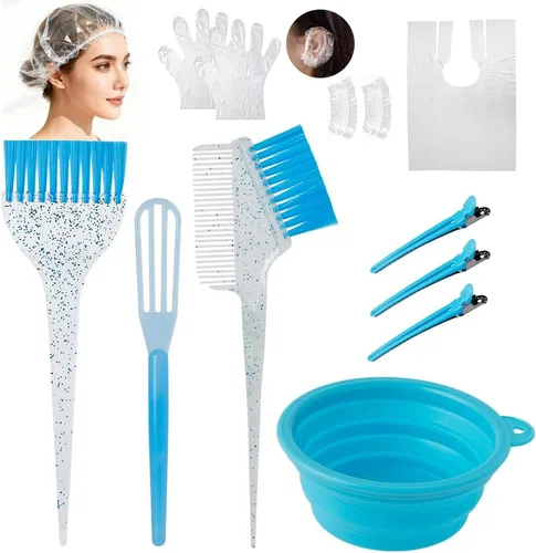 Miniatura 15 de Juego de brochas y tazones de color para teñir el cabello, juego de brochas de color para mezclar tazón, peine para teñir el cabello (negro)