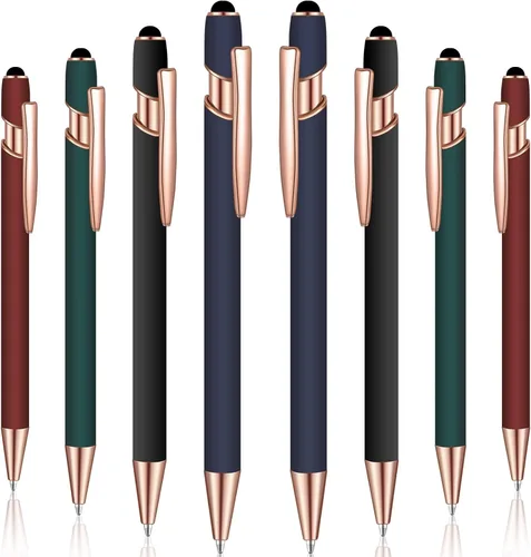 Miniatura 10 de 8 Pieces Ballpoint Pen with Stylus Tip Black Ink 2 in 1 Stylus Metal 1.0 mm Medium Point Smooth Pen Rainbow Colorful Rubberized Ballpoint for Touch