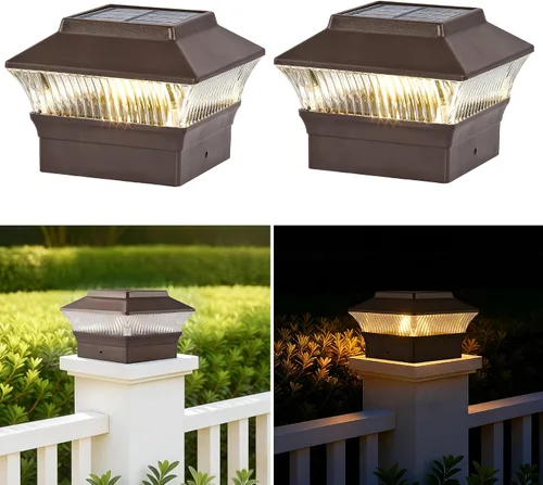 Miniatura 28 de Luces para postes de valla, 25 lúmenes, luz solar para postes de madera, se adapta a postes de madera de 4 x 4 o más grandes con base de 4 x 6, luz