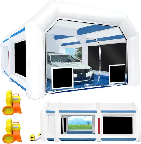 Miniatura 8 de Cabina de pintura inflable de 21.5 x 13 x 9 pies con sopladores de 950 W+450 W para piezas de automóviles y pintura de muebles, cabina de pintura