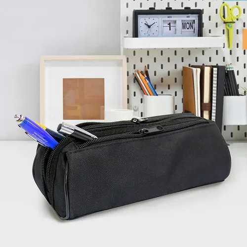 Miniatura 2 de Estuche para lápices de papelería de moda, color negro, gran capacidad, para organización, bolsa estética con cremallera, estuche organizador