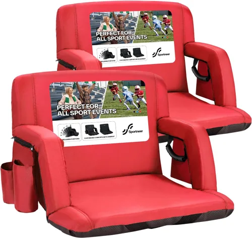 Miniatura 22 de Sportneer - Asientos de estadio para gradas con respaldo, asiento de estadio reclinable y portátil con un grueso cojín acolchado, con respaldo